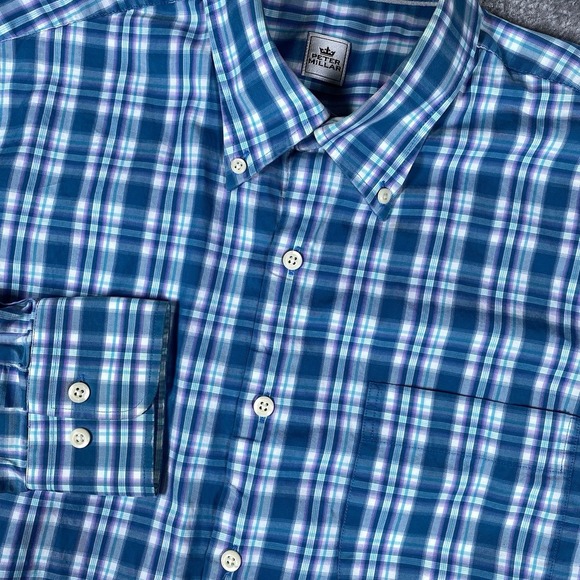 Peter Millar Other - Peter‎ Millar Shirt Men's Large Blue Plaid Long Sleeve Cotton Button Up